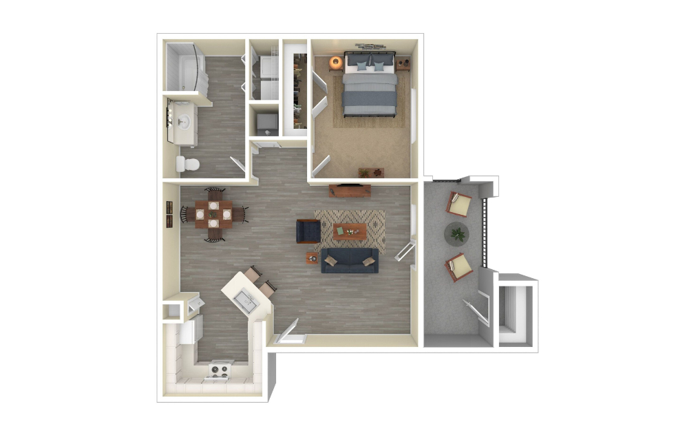 3D Furnished Floorplan - A1