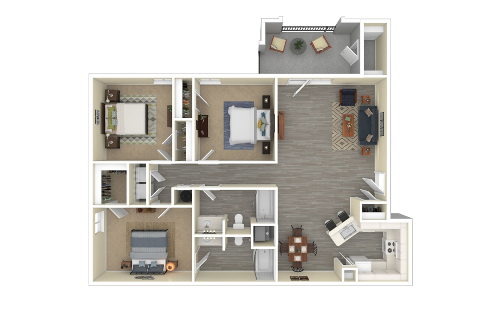 3D Furnished Floorplan - C1