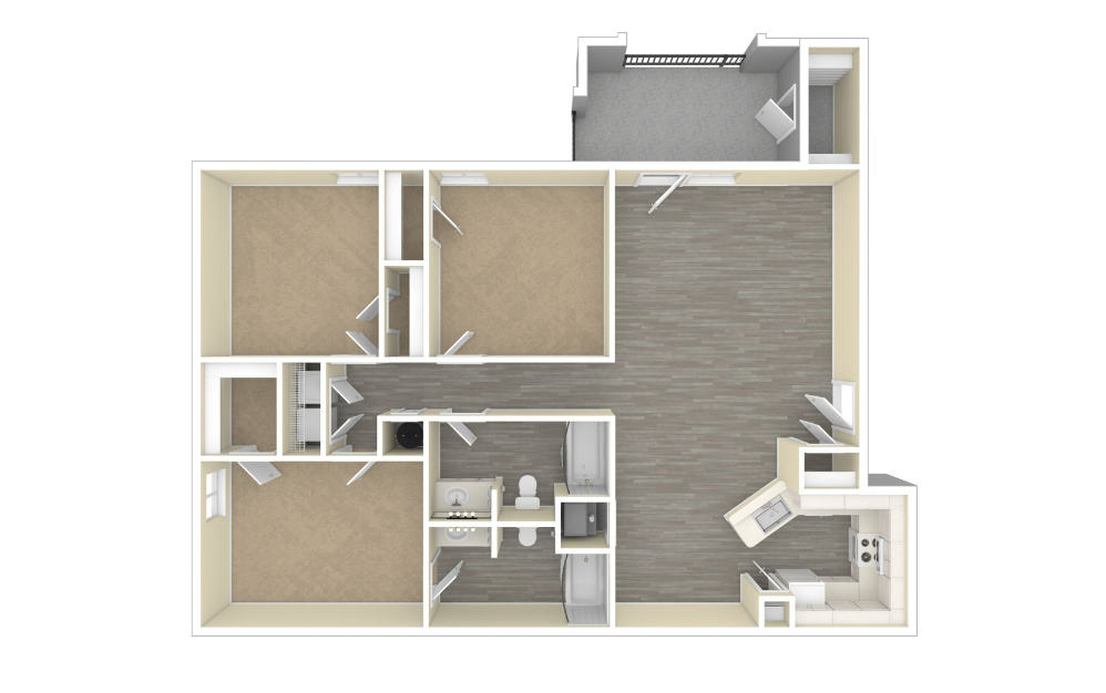 3D Unfurnished Floorplan -  C1