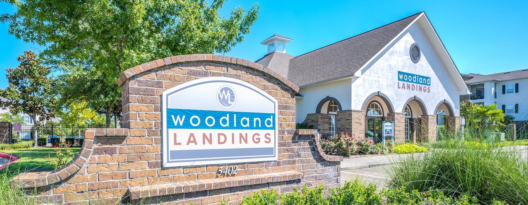 a building with a sign in front of it